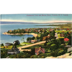 Residential View and Marine Drive, Victoria, B. C. Canada Postcard